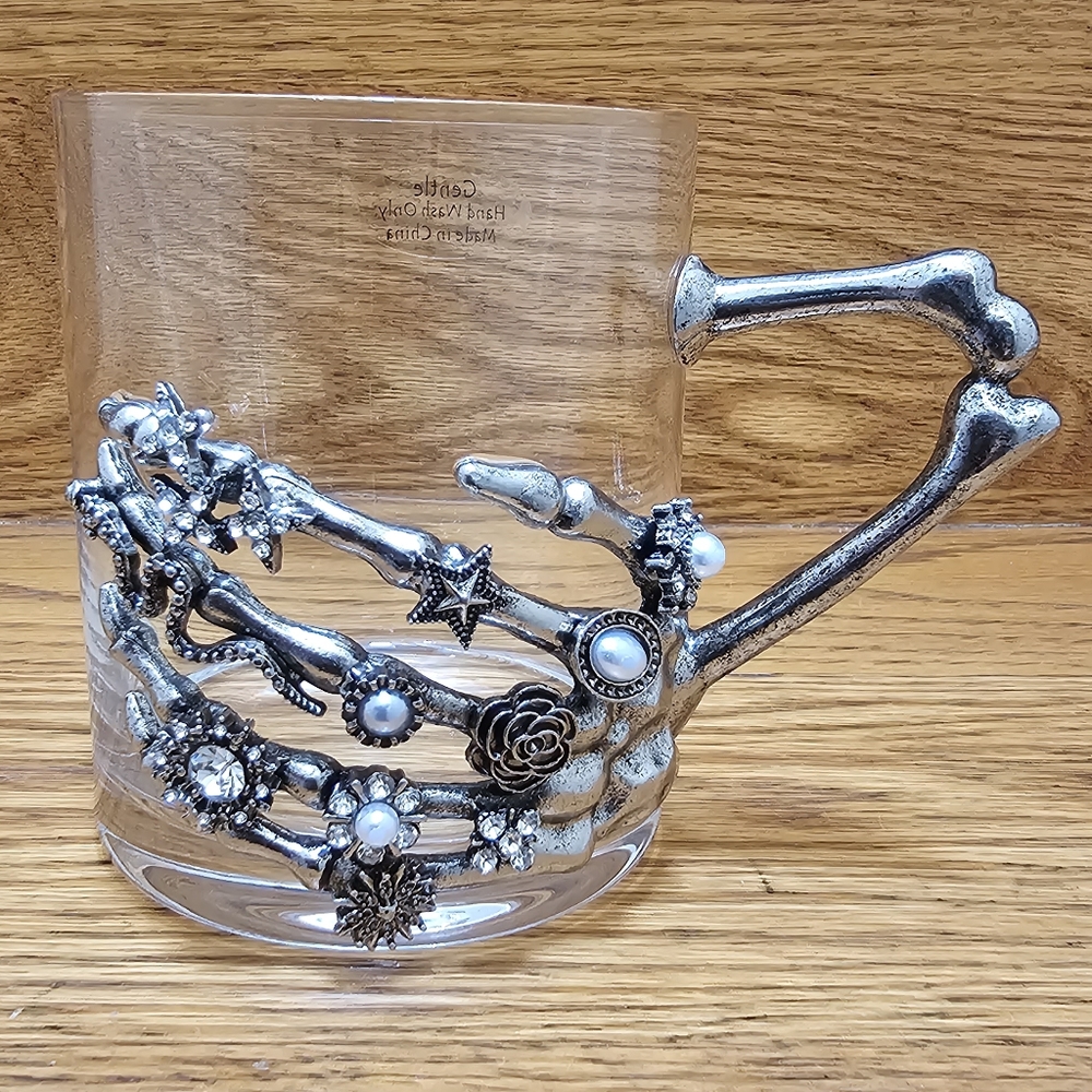 *Halloween Decorative Jeweled Skelton Hand Metal Glass